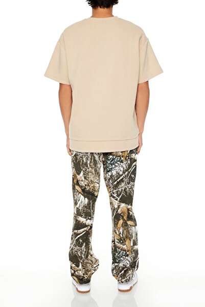 Forever 21 Yaprak Desenli Straight-Leg Pantolon