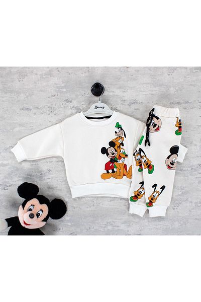 Bulut Baby Mickey Mouse Printed Bottom Top Unisex Baby Sweatshirt Tracksuit Set