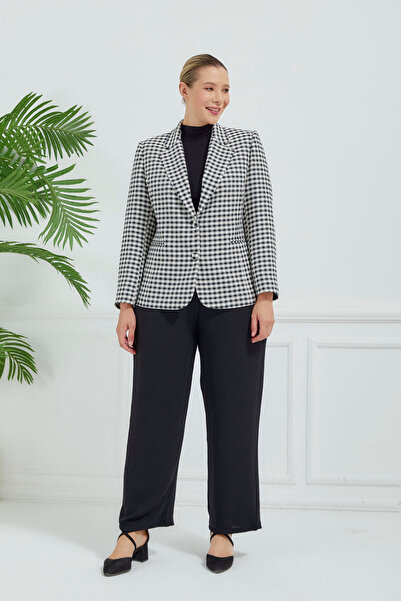 Fagi Γυναικείο καρό κλασικό μπουφάν με διπλά κουμπιά