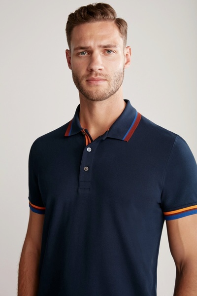 Hemington Pique Cotton Navy Blue Polo T-Shirt