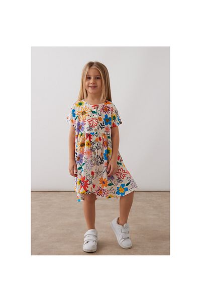 CİCHLİD Girl's Flower Patterned Dress