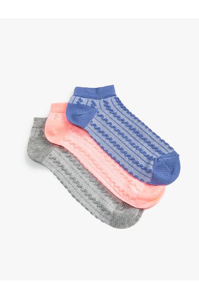 Koton Basic 3-Piece Booties Socks Set Textured Multicolor