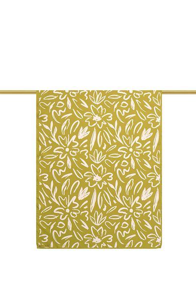 Bursa İpek Acid Green Spring Pattern Twill Silk Shawl