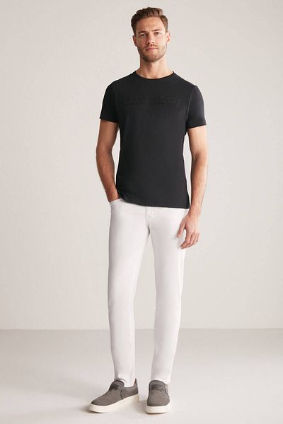 Hemington Embossed Printed Black Pima Cotton T-Shirt