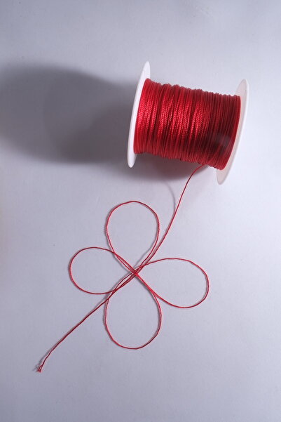Eskişehir hobi sanat 0,5 mm 100 μέτρα κορδόνι χάντρες προσευχής κόκκινο