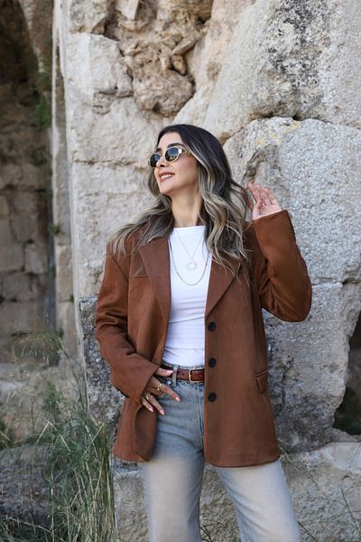 bytugcekaya Кафяво велурено оувърсайз яке