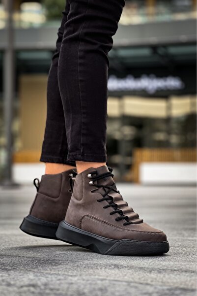 BOA BA0321 Hidden Lace Men's High Sole Brown Sports Boots