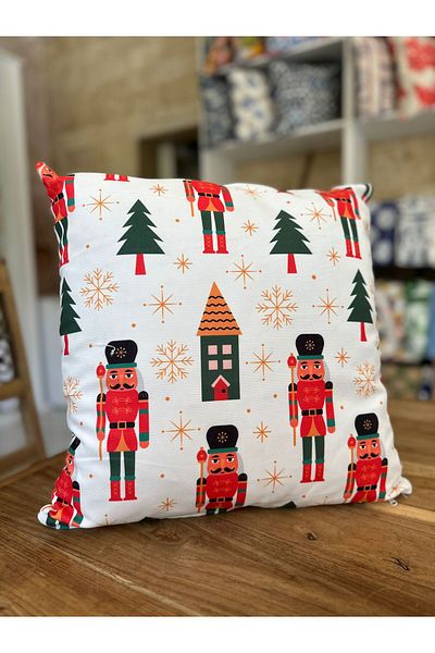 Karam Home Lead Soldier Patterned Christmas Throw Pillow Cover