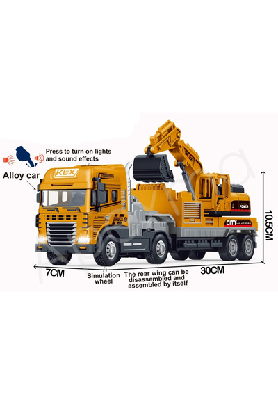 welcomein Oyuncak Sürtmeli Sesli Ve Işıklı Vinç Mikser Ve Kepçeli 1:43 Iş Araçları