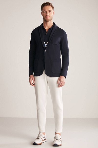 Hemington Pure Cotton Navy Blue Knitwear Jacket