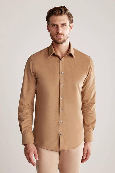 Hemington Corduroy Camel Shirt - Thin Design