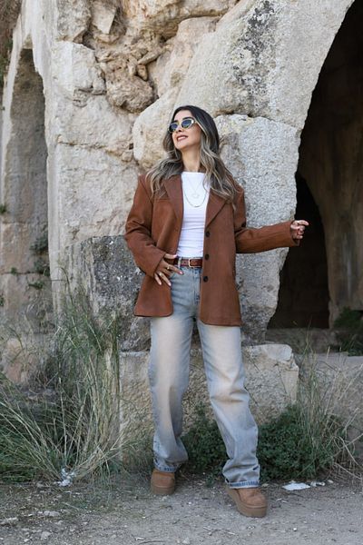bytugcekaya Кафяво велурено оувърсайз яке