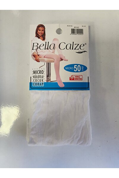 Bella Calze Kız Çocuk Muz Külotlu Çorap Beyaz