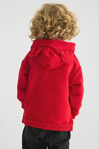 zepkids Hooded Long Sleeve Red Color Girl's Sweatshirt