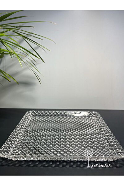 es es kristal CAM KESME KARE TABAK ŞEFFAF