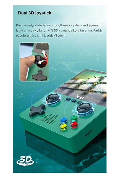 Laraheiser Yetişkinler Çocuklar için X6 El Oyun Oyuncusu 2000mAh Mini Oyun Konsolu +1000 Oyun