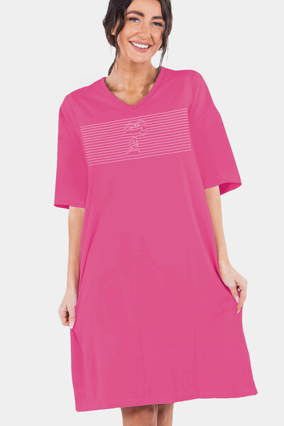 ROCKANDROLL Ριγέ σκυλί με λαιμόκοψη V με μισό μανίκι μέχρι το γόνατο Άνετο νυ...