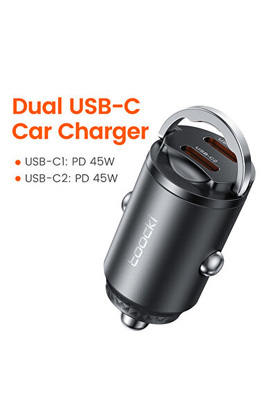 Toocki شاحن سيارة LG ثنائي المنافذ USB-C بقوة 45 واط، متوافق مع هواتف S23 وS2...