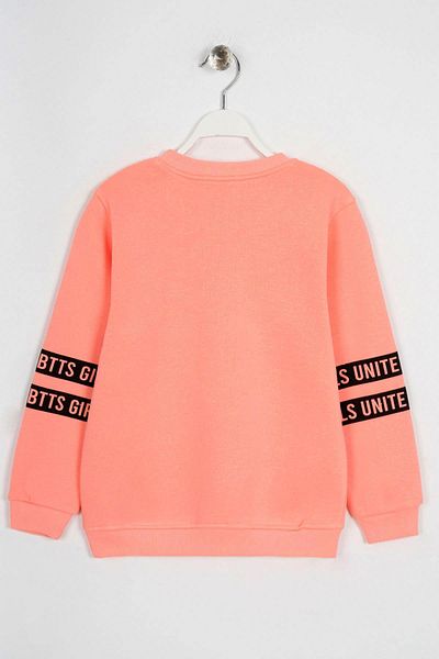 Bittoş Hanorac pentru fete United Salmon Color, cu mânecă lungă, cu gât crew