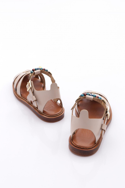 DGN Women's Ankle Strap Beaded Sandals Beige 4173289