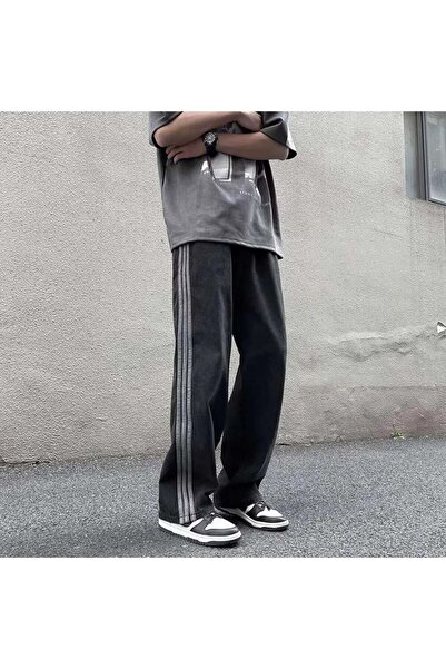 BALİNA Siyah Vintage Three Lines Baggy Kot Pantolon