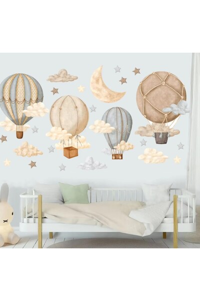 Ev Aşkı Uçan Balon ve Bulutlar Çocuk Odası Sticker