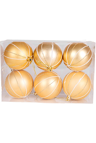 Herdekora Χριστουγεννιάτικο στολίδι για δέντρο Χριστουγεννιάτικη μπάλα 6 Πακέτο Χρυσό 8 εκ.