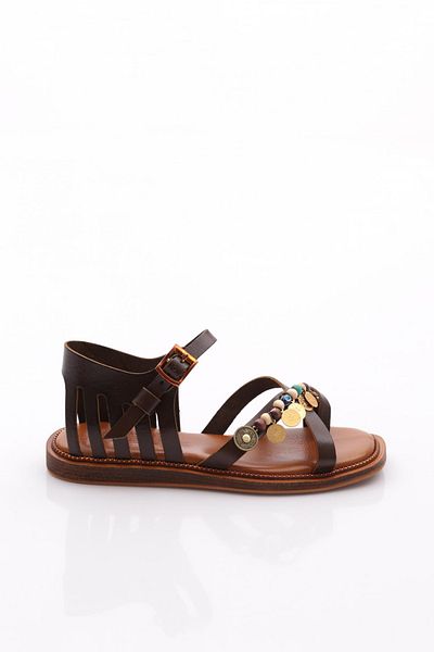 DGN Women's Closed Back Star Decorated Sandals Dark Brown 4183289