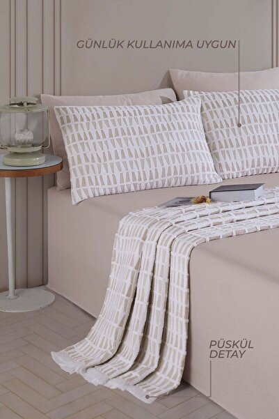 Elart Joli Yatak Örtüsü Tek Kişilik Ekru