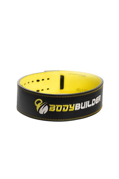 Body Builder Lifting Belt Double Steel Buckle, XL, Black & Yellow