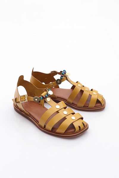 DGN Yellow Women's Beaded Sandals Ankle Strap 4173289