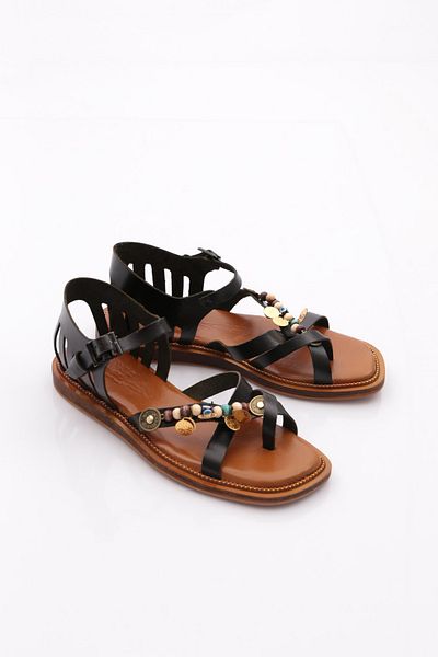 DGN Women's Closed Back Star Decorated Sandals Black 4183289
