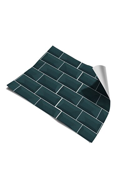 Bigaimaj Mutfak Tezgah Arası Kendinden Yapışkanlı Folyo Kaplama Fayans Taş Desen Petrol 60cmx100cm