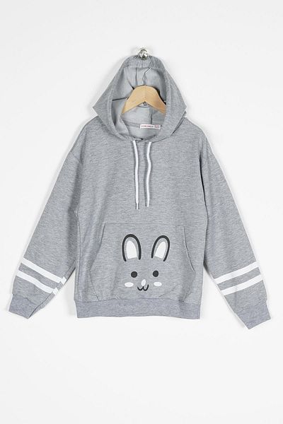 zepkids Сив суичър за момиче с качулка и дълъг ръкав