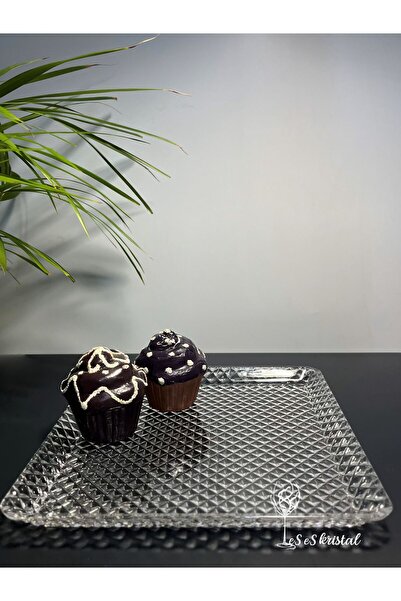 es es kristal CAM KESME KARE TABAK ŞEFFAF