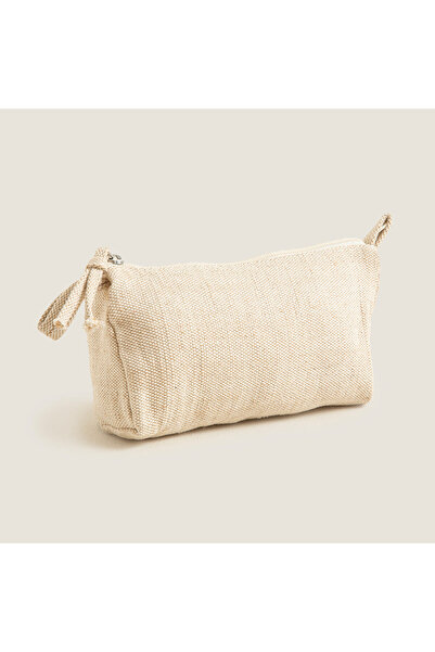 Chakra Jillo Üçgen Makyaj Çantası 12x20 Cm Natural