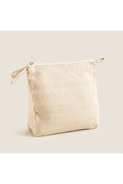 Chakra Jillo Üçgen Makyaj Çantası 24x20 Cm Natural