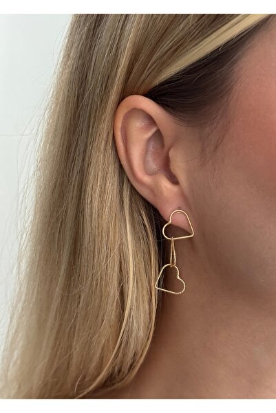 KİLİGİSTANBUL ALTIN KAPLAMA 3'LÜ KALP KÜPE 4 CM