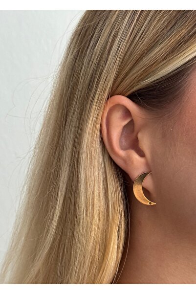 KİLİGİSTANBUL ALTIN KAPLAMA AY KÜPE  2 CM