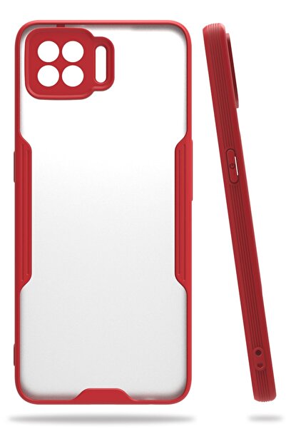 cepmoda Oppo A73 Kılıf Ultra ince Kenarları Renkli Arkası Mat Şeffaf V2 - Kırmızı