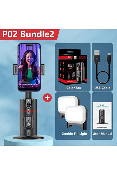 Choice إضافة إضاءة تعبئة P02 حامل تتبع الوجه التلقائي P02 حامل هاتف يدور 360 ...