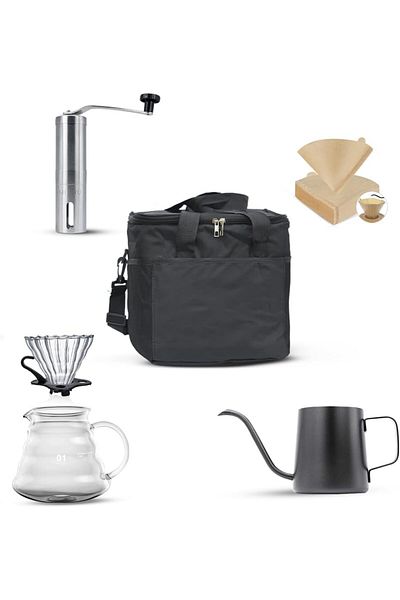 MIBRU V60 Coffee 6 Pcs Premium Pour Over Manual Coffee Maker With Bag &server02&grinder&350ml Kelttle