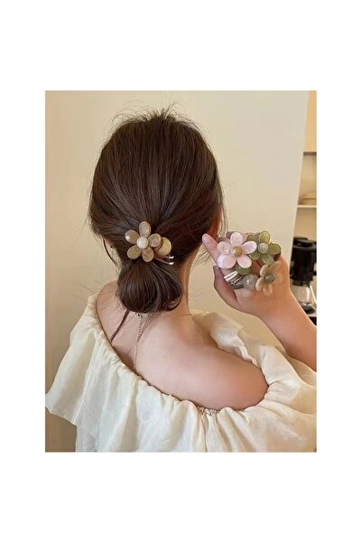 AYMETA Kadın  Akrilik At Kuyruğu Çiçek Figürlü Lastikli Toka