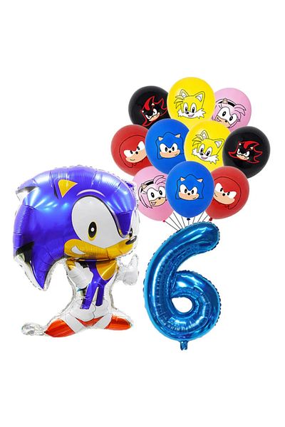 Miniso set 12pcs 12pcs Anime Sonic The Hedgehog Balloon Number Foil Globos 1 2 3 4 Years Old Birthday Party