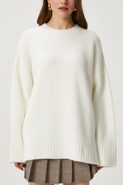 Ritnice Women's Homy Soft Crew Neck Oversize Knitwear Sweater