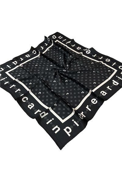 Pierre Cardin Μαύρο και άσπρο μεταξωτό μαντίλι Twill - 8940438-911