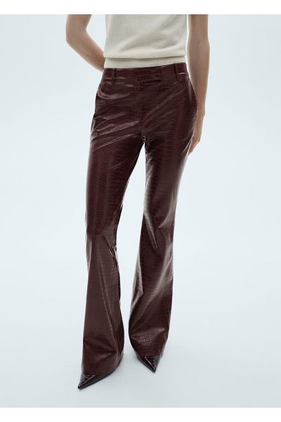 MANGO Woman Snakeskin Look Flare Pants