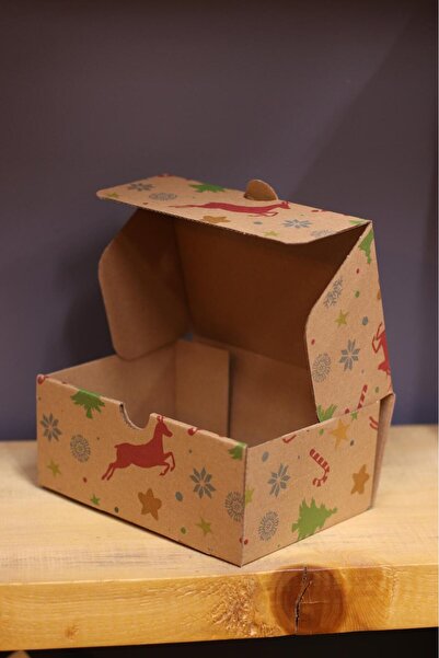 demontecraft Yılbaşı Noel kutusu 13x8x18 cm ölçü 3 adet