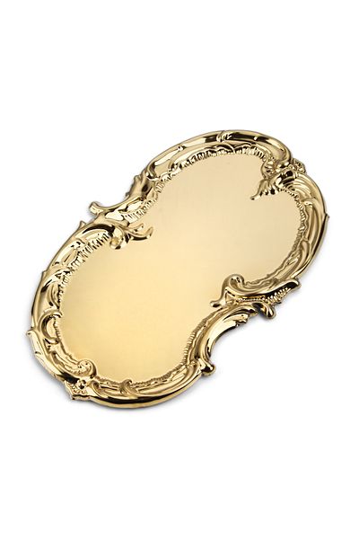 AHİR TİCARET Gold Artnova Embroidered Patterned Coffee and Presentation Tray 2 Pieces