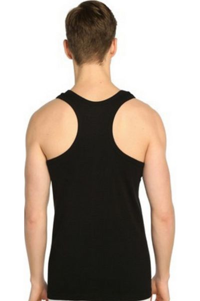 Tutku 0118 Tutku Black Men's Ribbed Sports Tank - Pack of 6